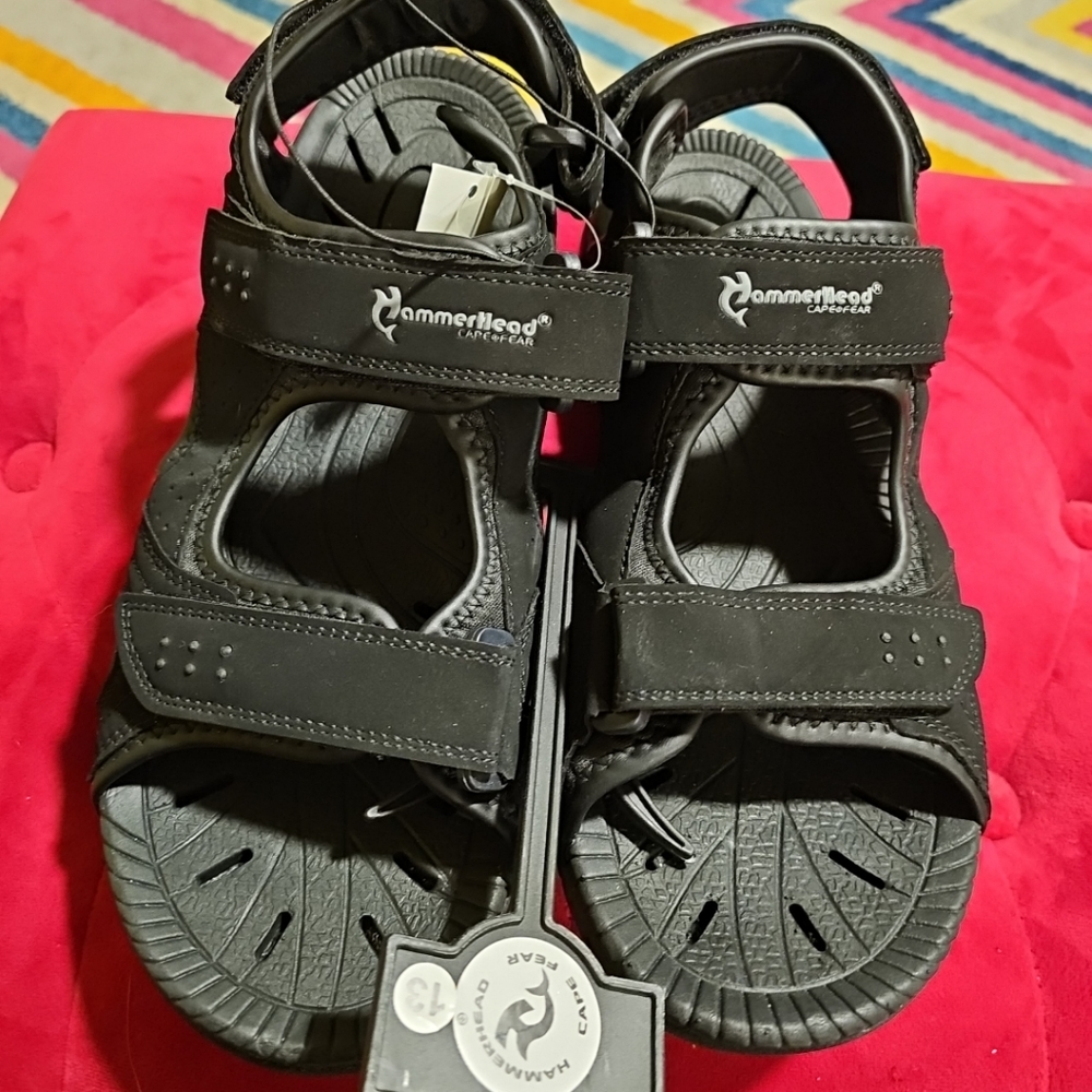 NWT Men's Size 13 Shaka HammerHead CapeFear Open Toe Black Sandals Nice!